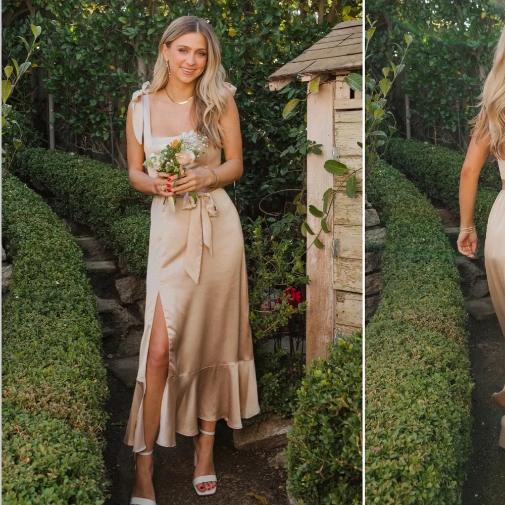 SHOW ME YOUR MUMU CHAMPAGNE BRIDESMAID DRESS - Picture 1 of 4